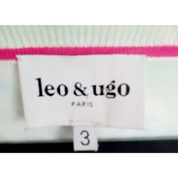 Leo & Ugo Paris 3 Sweater Womens Multi Color Floral US 48 V-Neck XL Nylon - Picture 3 of 7